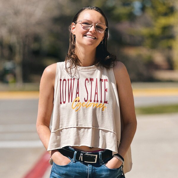 ZooZatz Women's Iowa State Sand Flowy Cropped Tank Top